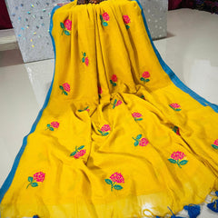 TRENDING PREMIUM MULL COTTON HAND EMBROIDERY SAREE