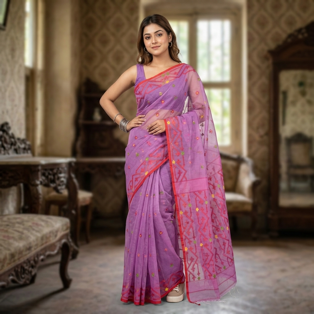 EXCLUSIVE PRIMIUM QUALITY MINA MOSLINE BENARASHI SAREE