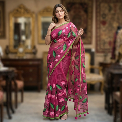 Resham Kota lotus embroidery work