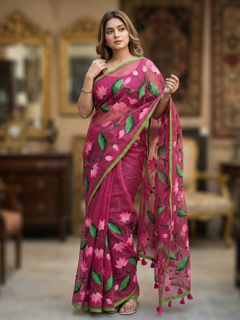 Resham Kota lotus embroidery work