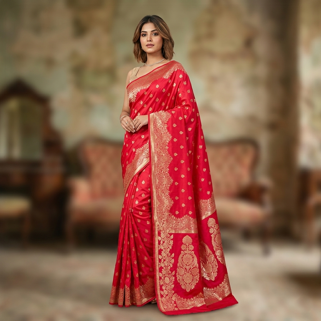 Super soft pure doulton lite weight open border banarasi Silk