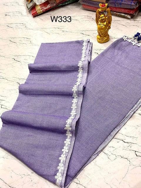 EXCLUSIVE PRIMIUM QUALITY NAYAN TARA LACE COTTON SAREE