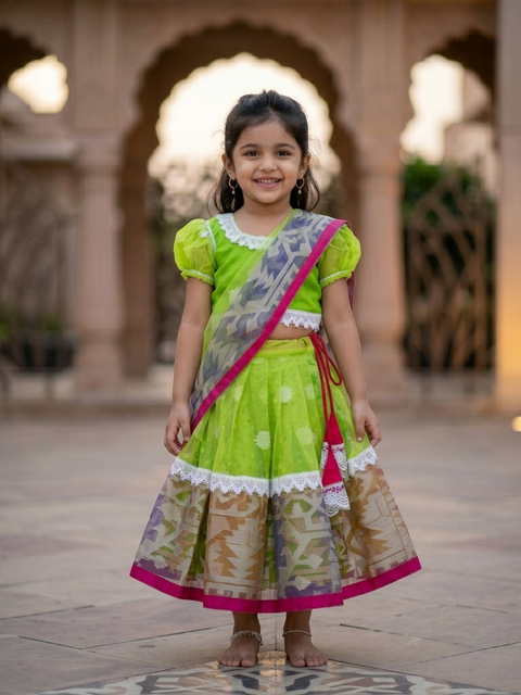 Adorable Premium Resham Muslin Baby Lehenga Choli