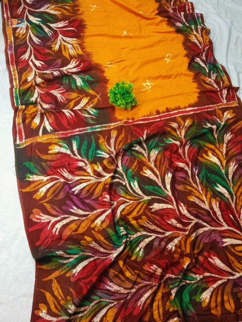 Pure Cotton Hand batick Saree