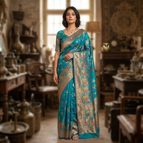Lite weight party wear transparent pure minakari orghanga Silk
