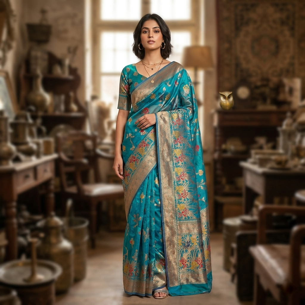 Lite weight party wear transparent pure minakari orghanga Silk