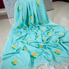 TRENDING PREMIUM MULL COTTON HAND EMBROIDERY SAREE
