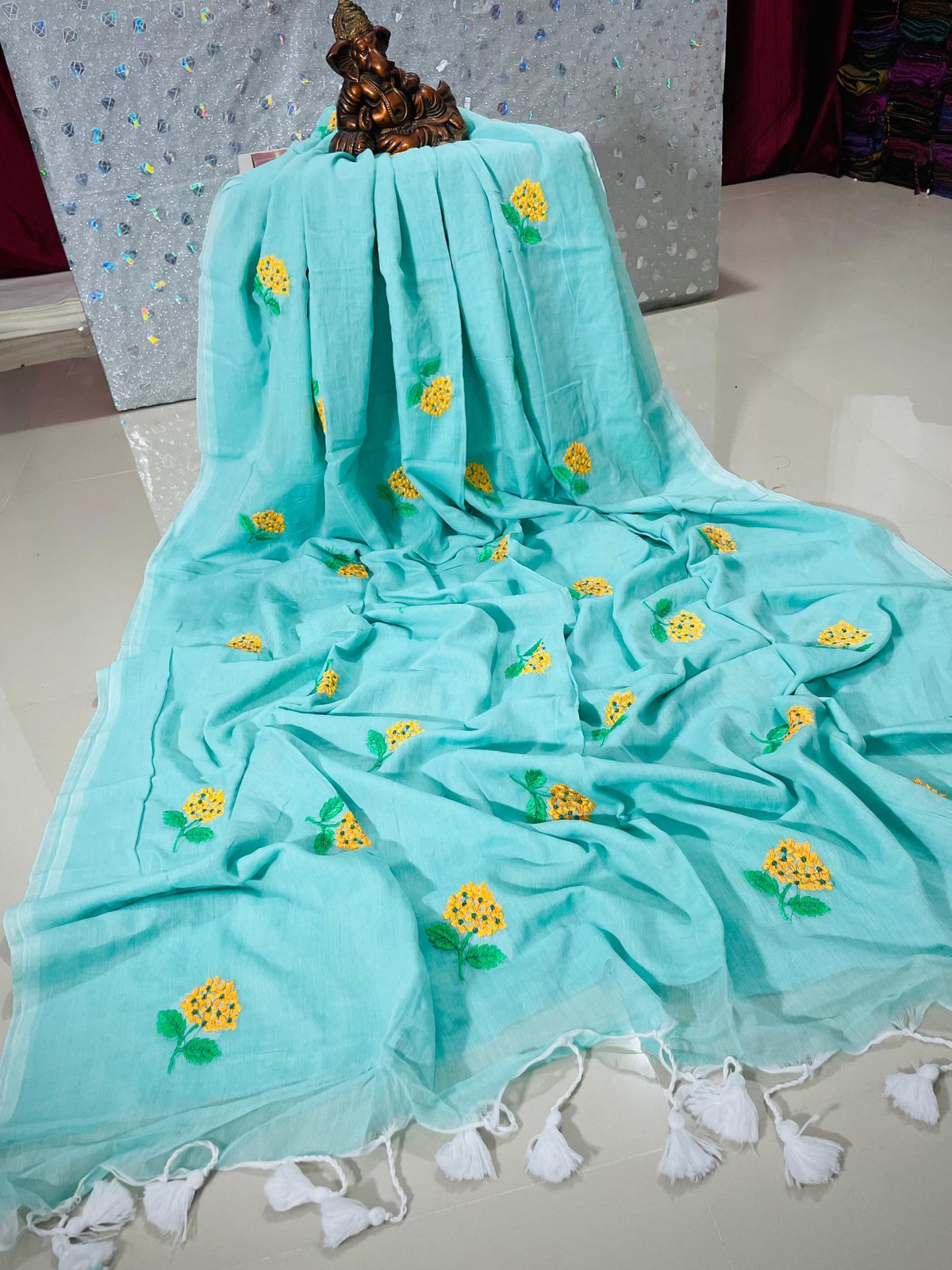 TRENDING PREMIUM MULL COTTON HAND EMBROIDERY SAREE