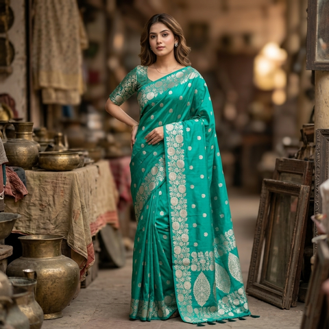 Super soft pure doulton lite weight open border banarasi Silk