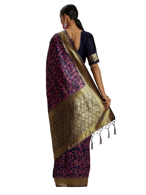 Women's Banarasi silk Saree with Blouse (Multi, 5-6mtr)