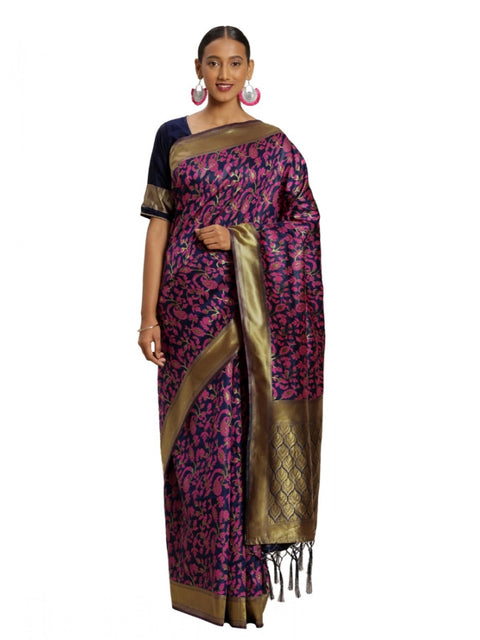 Women's Banarasi silk Saree with Blouse (Multi, 5-6mtr)