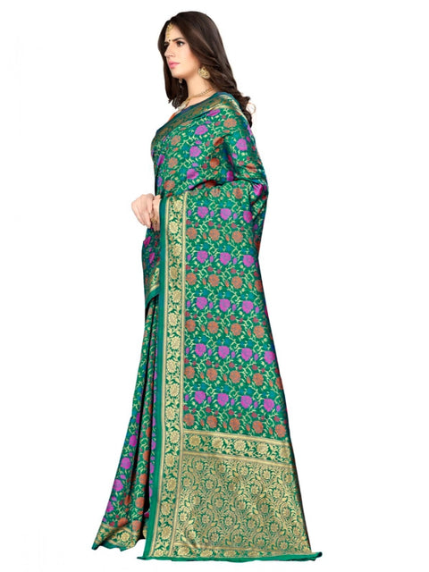 Women's Banarasi silk Saree with Blouse (Multi, 5-6mtr)