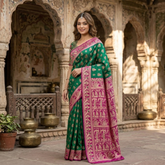 Pure Triple Tone Bishnupuri Swarnachuri Silk saree