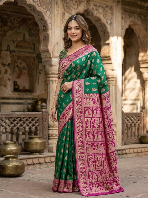 Pure Triple Tone Bishnupuri Swarnachuri Silk saree