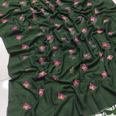 Butterfly Embroidered Mal Cotton Saree