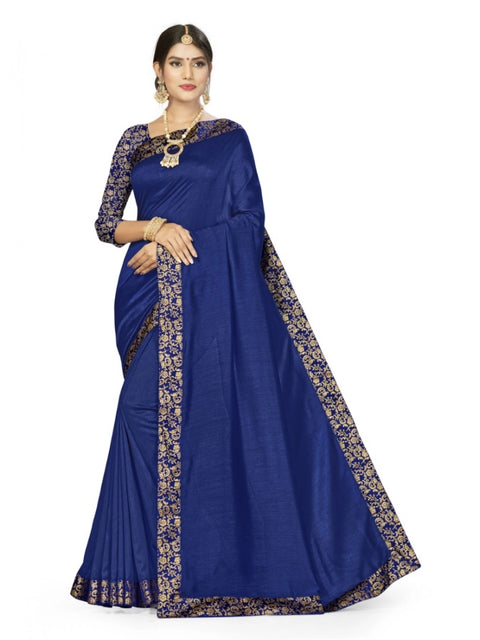 Women's Silk Blend Saree (Neavy blue, 5-6mtrs)