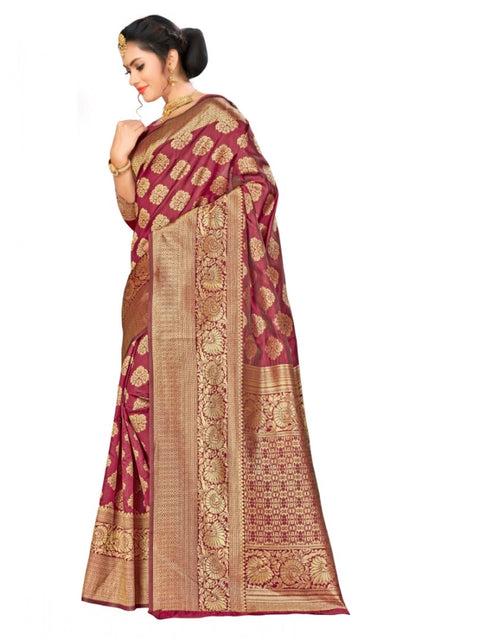 Women's Banarasi Silk Saree (Maroon,5-6 Mtrs)