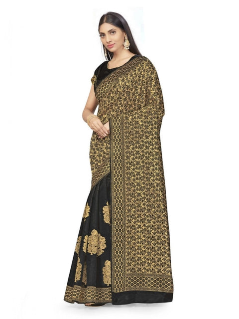 Women's Banarasi Silk Saree (Black,5-6 Mtrs)