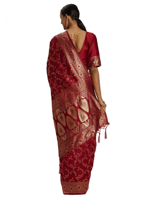 Women's Banarasi Silk Saree (Red,5-6 Mtrs)