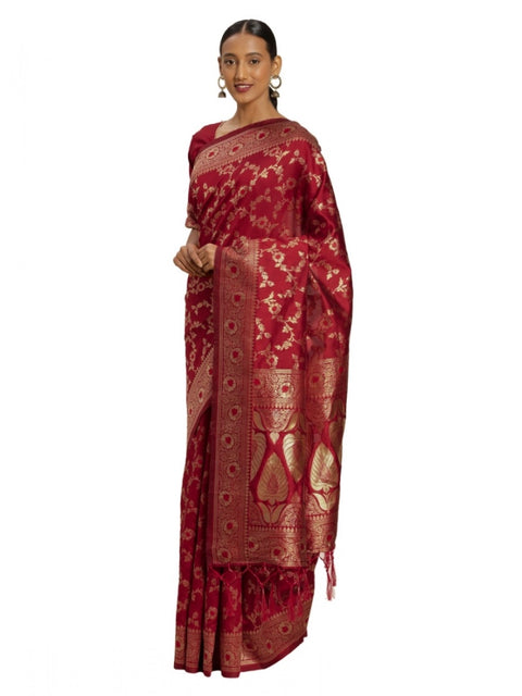 Women's Banarasi Silk Saree (Red,5-6 Mtrs)