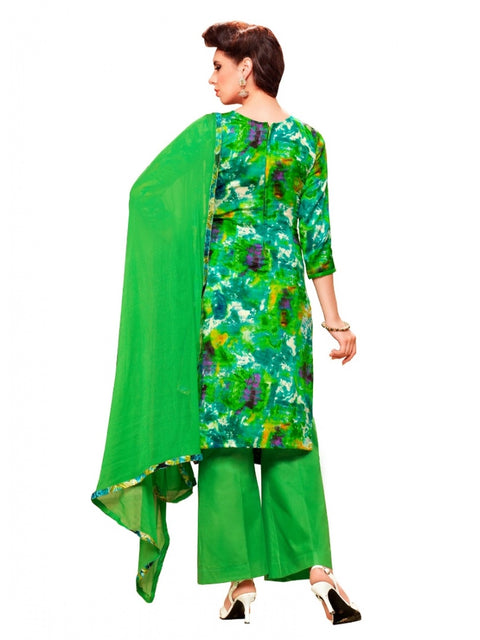 Generic Women's Glaze Cotton Unstitched Salwar Suit-Material With Dupatta (Green & Multi,2.3 Mtrs)