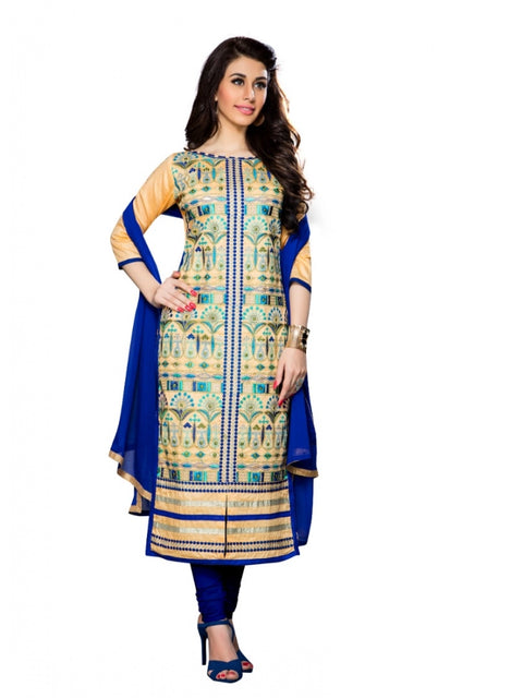 Generic Women's Cotton Unstitched Salwar Suit-Material With Dupatta (Beige,2.3 Mtrs)