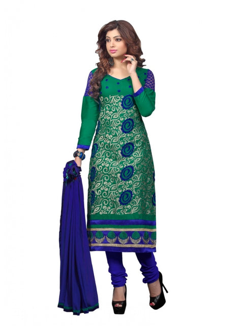 Generic Women's Glaze Cotton Unstitched Salwar Suit-Material With Dupatta (Green,2.2 Mtrs)