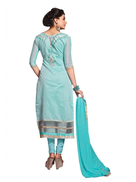 Generic Women's Chanderi Unstitched Salwar Suit-Material With Dupatta (Light Sea Green,2.3 Mtrs)