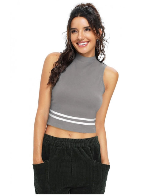 Generic Women's Polyester, Knitting Western Wear Tops (Grey)