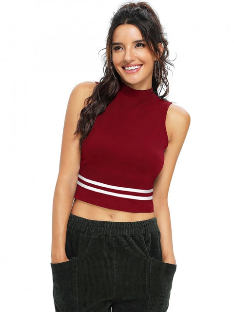 Generic Women's Polyester, Knitting Western Wear Tops (Maroon)