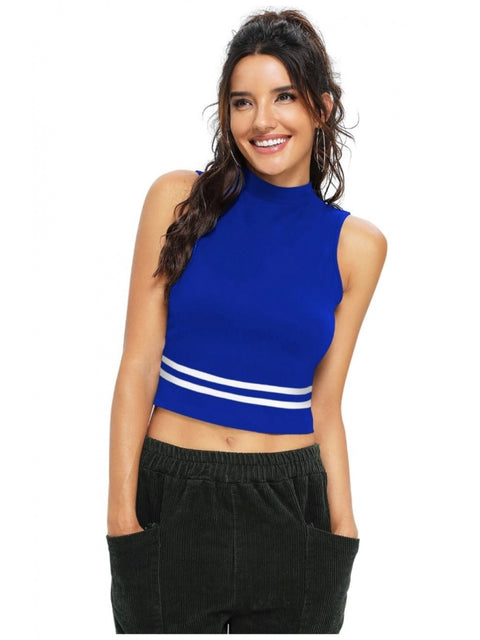 Generic Women's Polyester, Knitting Western Wear Tops (Royal Blue)