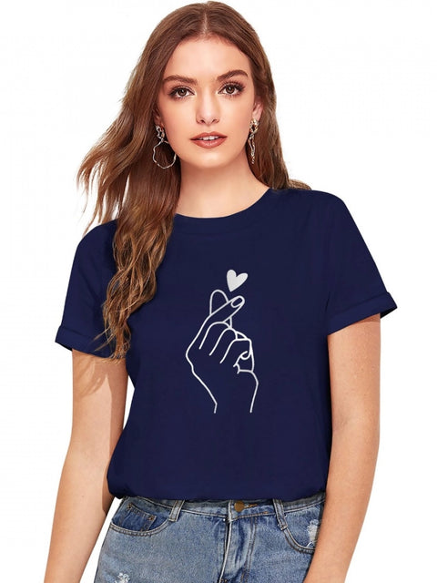 Generic Women's Cotton Western Wear T-Shirt (Blue)