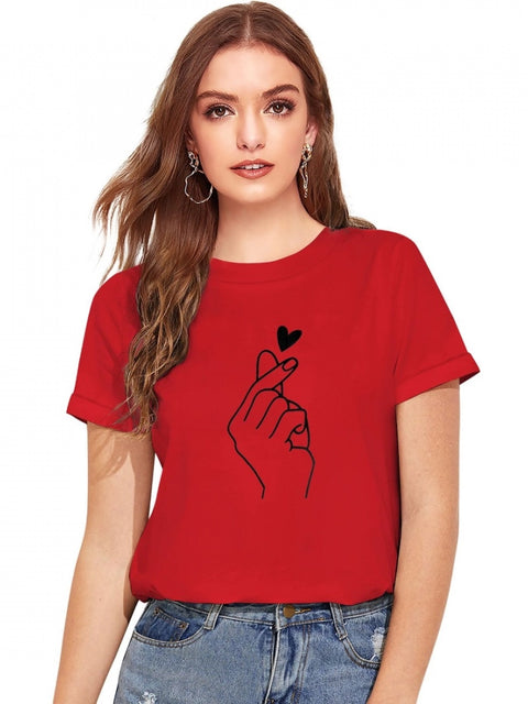 Generic Women's Cotton Western Wear T Shirt (Red)