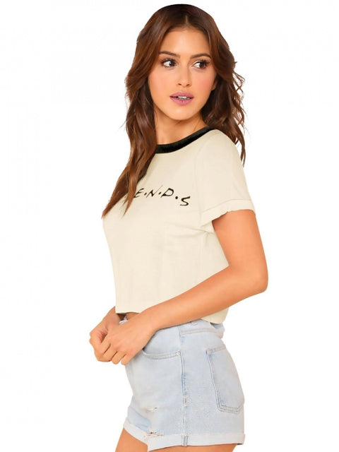 Generic Women's Cotton Western Wear T Shirt (Cream)