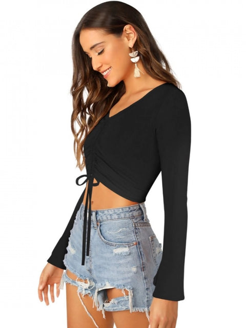 Generic Women's 95% Polyester 5% Spandex Western Wear Tops (Black)