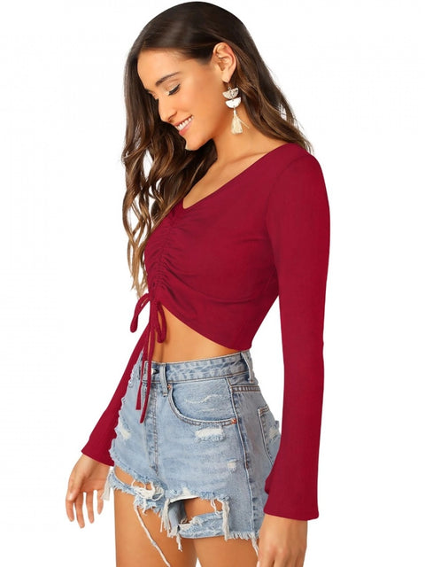 Generic Women's 95% Polyester 5% Spandex Western Wear Tops (Maroon)