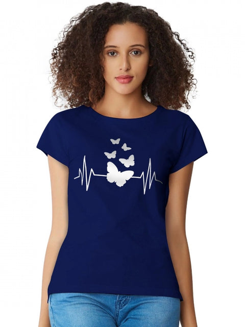 Generic Women's Cotton Western Wear T Shirt (Blue)