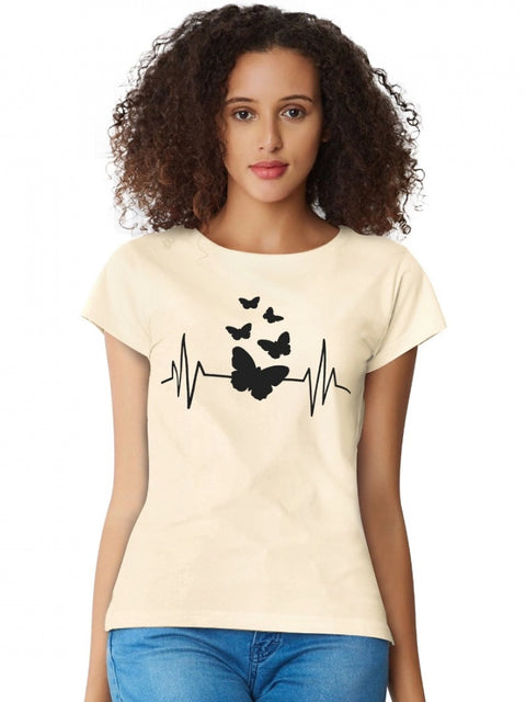 Generic Women's Cotton Western Wear T Shirt (Cream)