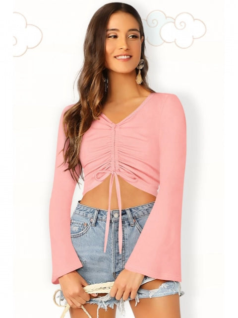 Generic Women's 95% Polyester 5% Spandex Western Wear Tops (Peach)