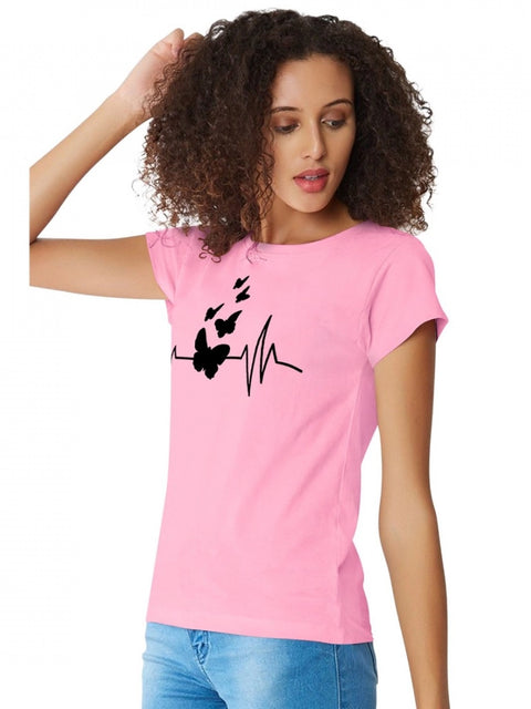 Generic Women's Cotton Western Wear T Shirt (Pink)