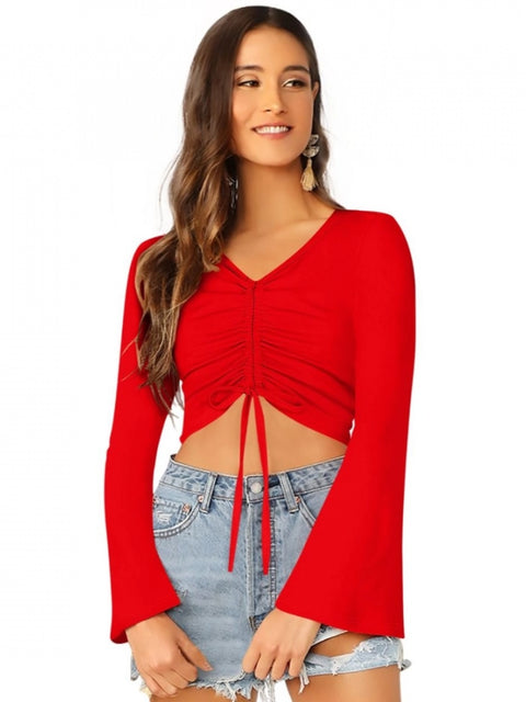 Generic Women's 95% Polyester 5% Spandex Western Wear Tops (Red)