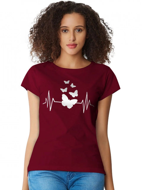 Generic Women's Cotton Western Wear T Shirt (Maroon)