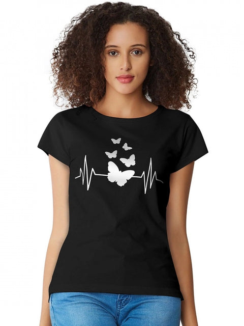 Generic Women's Cotton Western Wear T Shirt (Black)