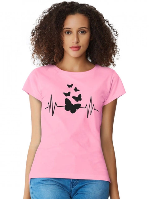 Generic Women's Cotton Western Wear T Shirt (Pink)