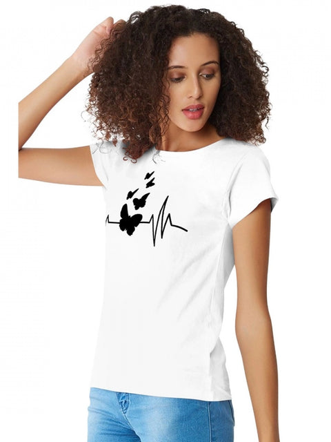 Generic Women's Cotton Western Wear T Shirt (White)
