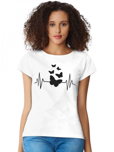 Generic Women's Cotton Western Wear T Shirt (White)