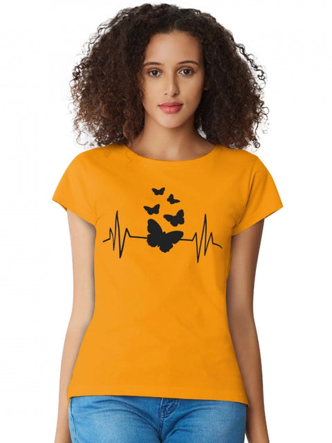 Generic Women's Cotton Western Wear T Shirt (Yellow)