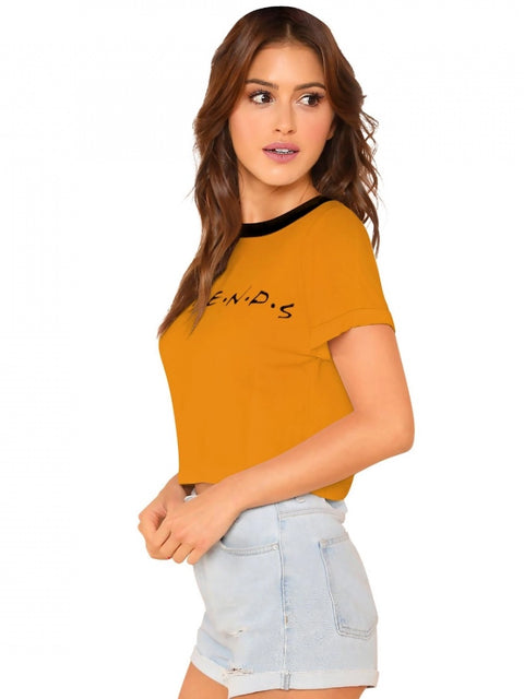 Generic Women's Cotton Western Wear T Shirt (Yellow)