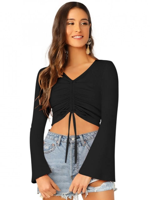 Generic Women's 95% Polyester 5% Spandex Western Wear Tops (Black)