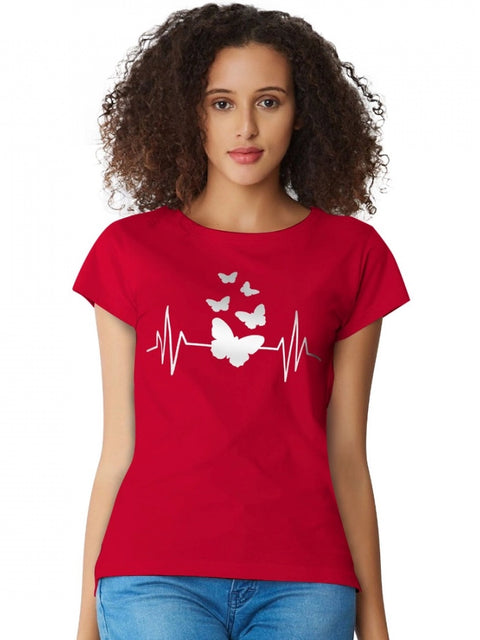 Generic Women's Cotton Western Wear T Shirt (Red)
